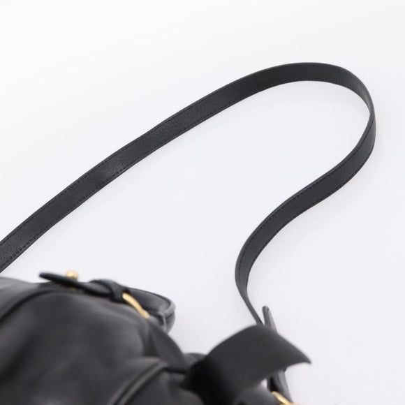 Miu Miu Hand Bag Leather 2way Black Gold Auth 203800V