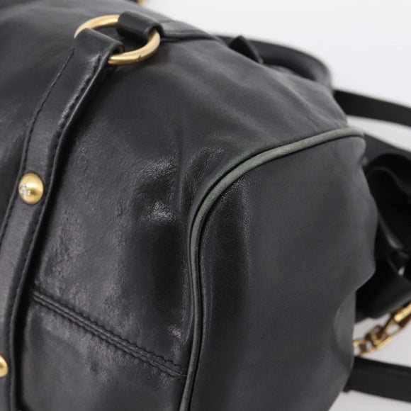 Miu Miu Hand Bag Leather 2way Black Gold Auth 203800V
