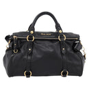 Miu Miu Hand Bag Leather 2way Black Gold Auth 203800V-13