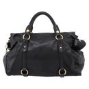 Miu Miu Hand Bag Leather 2way Black Gold Auth 203800V-2