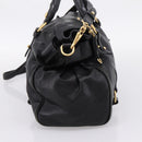 Miu Miu Hand Bag Leather 2way Black Gold Auth 203800V-3
