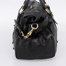 Miu Miu Hand Bag Leather 2way Black Gold Auth 203800V-4