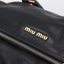 Miu Miu Hand Bag Leather 2way Black Gold Auth 203800V-6