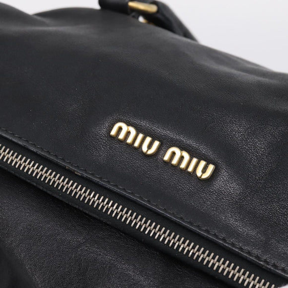 Miu Miu Hand Bag Leather 2way Black Gold Auth 203800V
