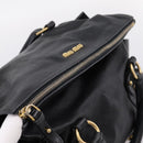 Miu Miu Hand Bag Leather 2way Black Gold Auth 203800V-7