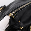 Miu Miu Hand Bag Leather 2way Black Gold Auth 203800V-8