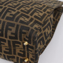 FENDI Zucca Canvas Hand Bag Black Brown Auth 203801V-10