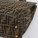 FENDI Zucca Canvas Hand Bag Black Brown Auth 203801V-12