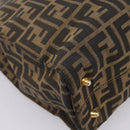 FENDI Zucca Canvas Hand Bag Black Brown Auth 203801V-13