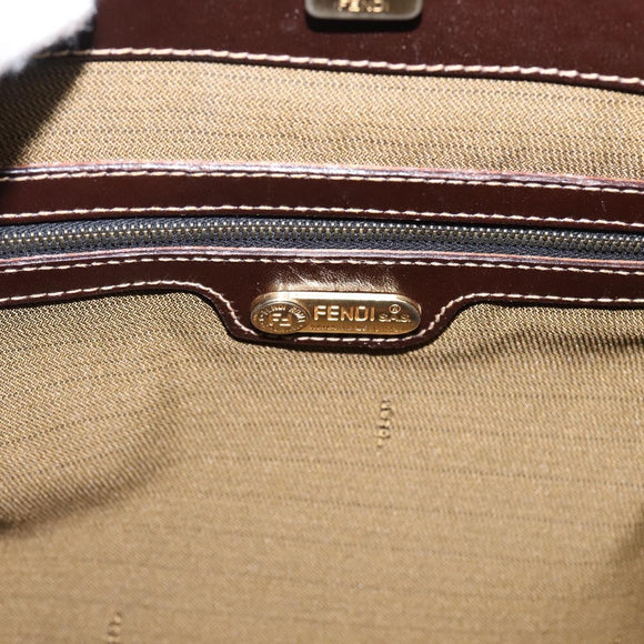 FENDI Zucca Canvas Hand Bag Black Brown Auth 203801V