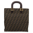 FENDI Zucca Canvas Hand Bag Black Brown Auth 203801V-2