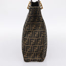 FENDI Zucca Canvas Hand Bag Black Brown Auth 203801V-4