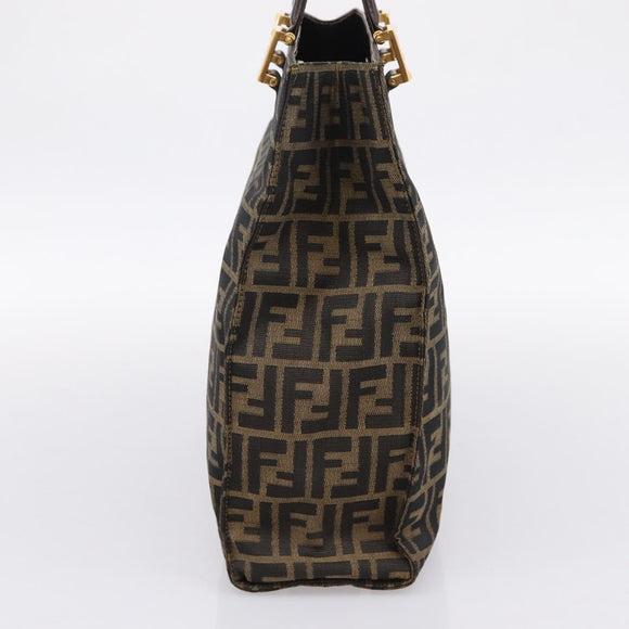 FENDI Zucca Canvas Hand Bag Black Brown Auth 203801V