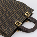FENDI Zucca Canvas Hand Bag Black Brown Auth 203801V-6