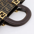 FENDI Zucca Canvas Hand Bag Black Brown Auth 203801V-7