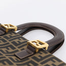FENDI Zucca Canvas Hand Bag Black Brown Auth 203801V-8