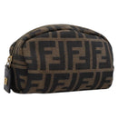 FENDI Zucca Canvas Pouch Brown Black Auth 203810-1