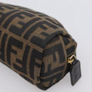 FENDI Zucca Canvas Pouch Brown Black Auth 203810-10