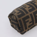 FENDI Zucca Canvas Pouch Brown Black Auth 203810-11