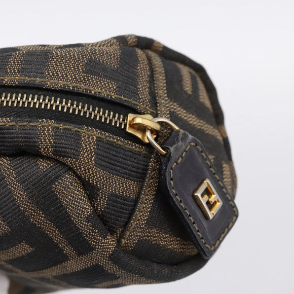 FENDI Zucca Canvas Pouch Brown Black Auth 203810