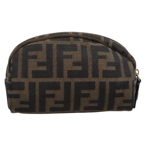 FENDI Zucca Canvas Pouch Brown Black Auth 203810
