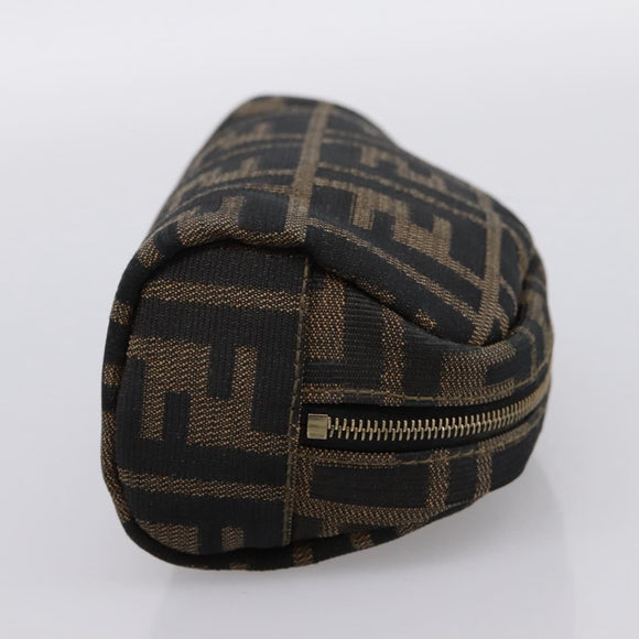 FENDI Zucca Canvas Pouch Brown Black Auth 203810