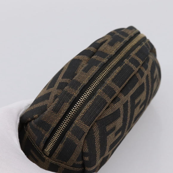 FENDI Zucca Canvas Pouch Brown Black Auth 203810