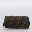 FENDI Zucca Canvas Pouch Brown Black Auth 203810-7