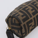 FENDI Zucca Canvas Pouch Brown Black Auth 203810-9