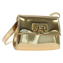 Salvatore Ferragamo Gancini Shoulder Bag Metallic leather Gold Auth 203812V-1