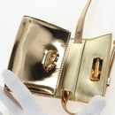 Salvatore Ferragamo Gancini Shoulder Bag Metallic leather Gold Auth 203812V-21