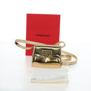 Salvatore Ferragamo Gancini Shoulder Bag Metallic leather Gold Auth 203812V-12