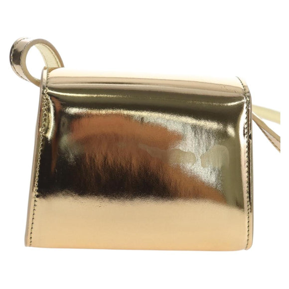 Salvatore Ferragamo Gancini Shoulder Bag Metallic leather Gold Auth 203812V
