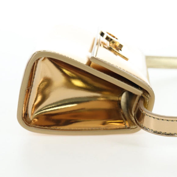Salvatore Ferragamo Gancini Shoulder Bag Metallic leather Gold Auth 203812V