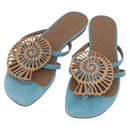 HERMES Sandals Suede 36 Light Blue Auth 203814V-1