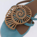 HERMES Sandals Suede 36 Light Blue Auth 203814V-11