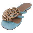 HERMES Sandals Suede 36 Light Blue Auth 203814V-2