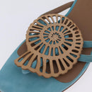 HERMES Sandals Suede 36 Light Blue Auth 203814V-25