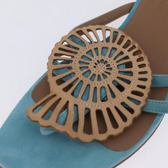HERMES Sandals Suede 36 Light Blue Auth 203814V