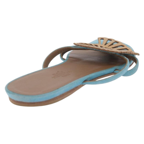 HERMES Sandals Suede 36 Light Blue Auth 203814V