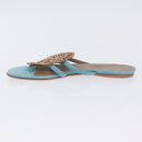 HERMES Sandals Suede 36 Light Blue Auth 203814V-5