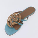 HERMES Sandals Suede 36 Light Blue Auth 203814V-6
