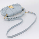 Miu Miu Matelasse Hand Bag Leather 2way Light Blue Gold Auth 203819V-9