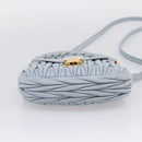Miu Miu Matelasse Hand Bag Leather 2way Light Blue Gold Auth 203819V-5