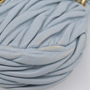 Miu Miu Matelasse Hand Bag Leather 2way Light Blue Gold Auth 203819V-17
