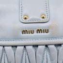 Miu Miu Matelasse Hand Bag Leather 2way Light Blue Gold Auth 203819V-21