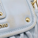 Miu Miu Matelasse Hand Bag Leather 2way Light Blue Gold Auth 203819V-10