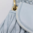 Miu Miu Matelasse Hand Bag Leather 2way Light Blue Gold Auth 203819V-23