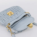 Miu Miu Matelasse Hand Bag Leather 2way Light Blue Gold Auth 203819V-24