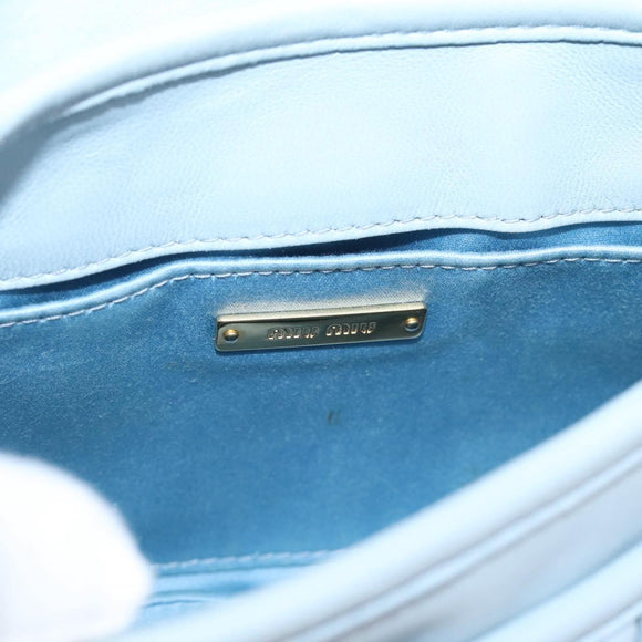 Miu Miu Matelasse Hand Bag Leather 2way Light Blue Gold Auth 203819V